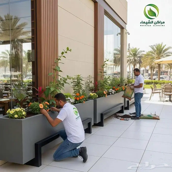 جلسات خارجية نوافير واحواض للزرع تنسيق حدائق فايبر 32