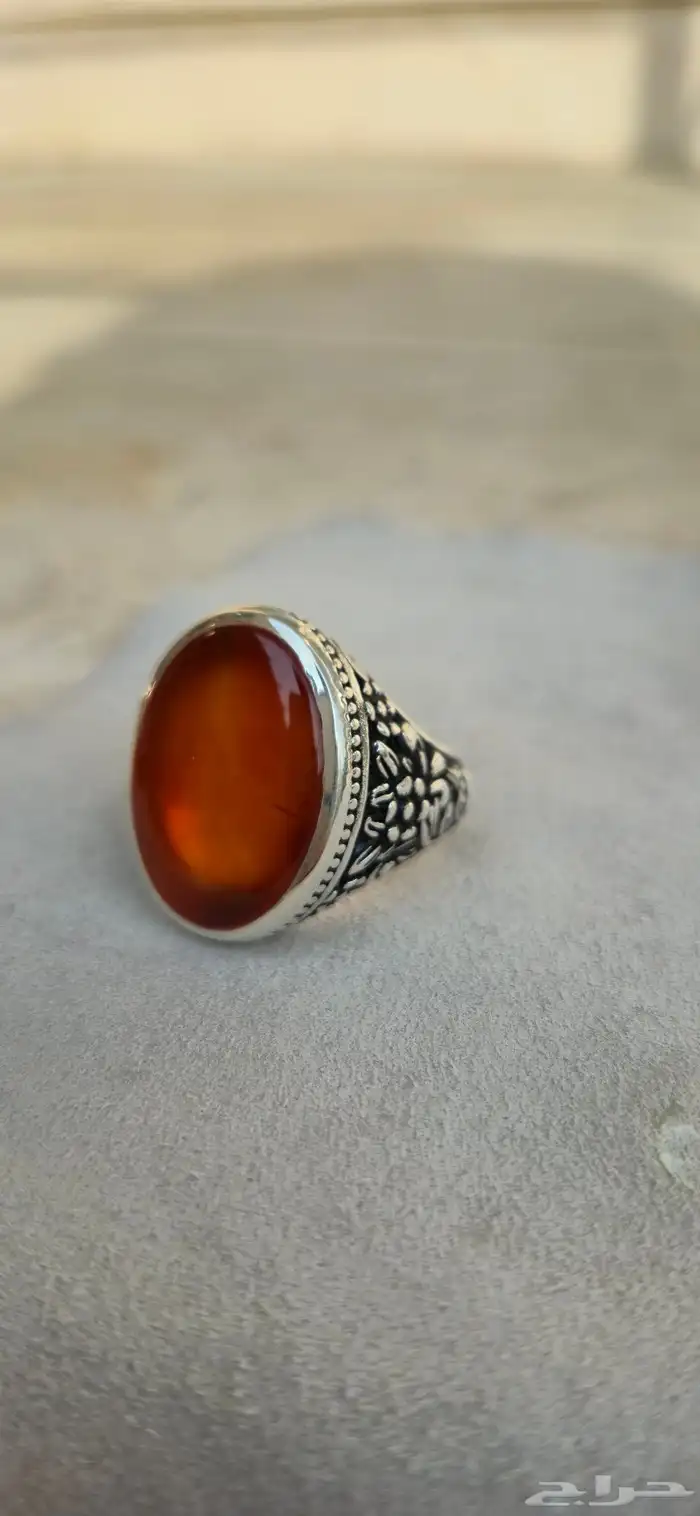 خاتم فضة عقيق صياغة جميله 0