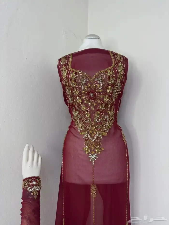 مخاوير. شيفون تطريز هندي شغل يدوي القطعة 3 متر ونصف 1