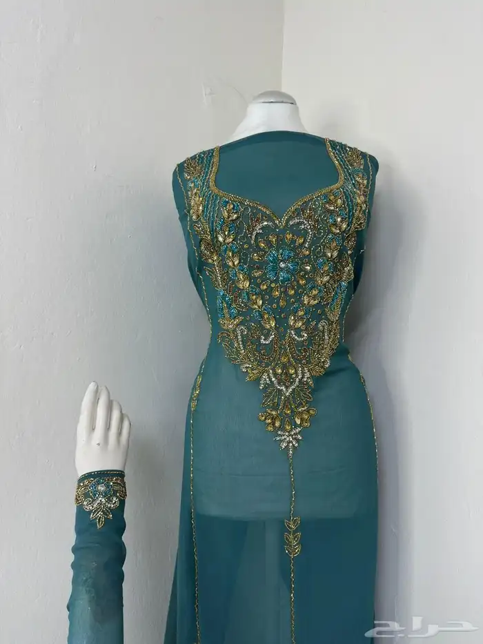 مخاوير. شيفون تطريز هندي شغل يدوي القطعة 3 متر ونصف 2