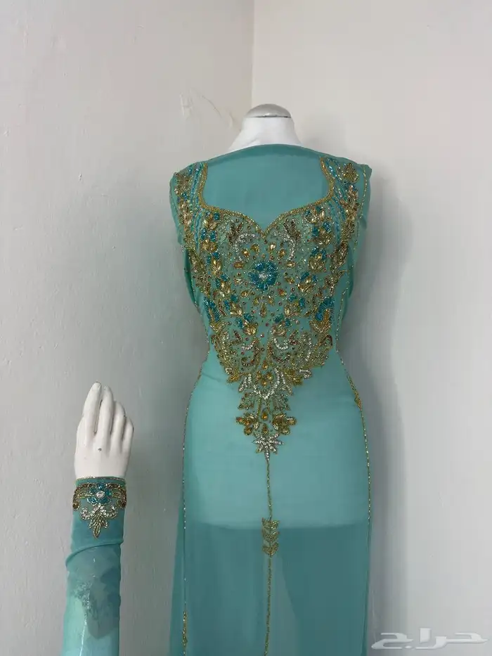 مخاوير. شيفون تطريز هندي شغل يدوي القطعة 3 متر ونصف 6