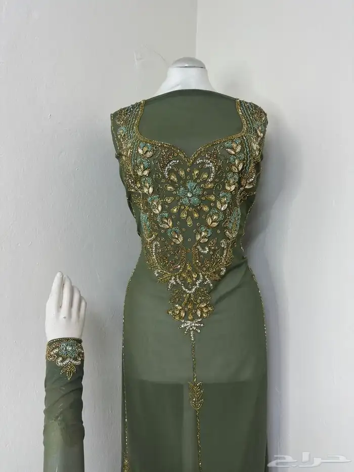 مخاوير. شيفون تطريز هندي شغل يدوي القطعة 3 متر ونصف 7