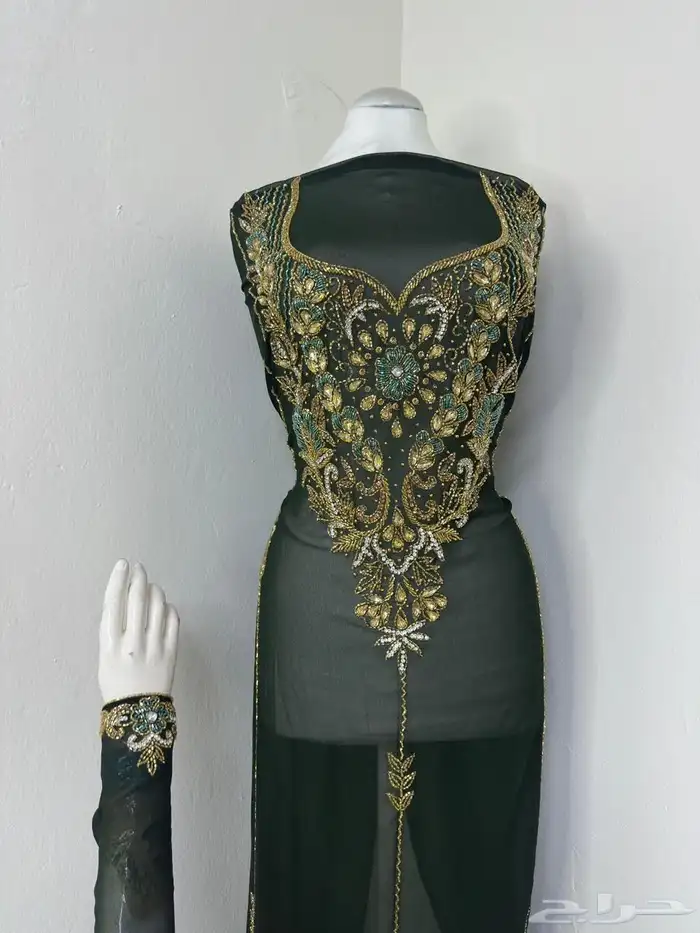 مخاوير. شيفون تطريز هندي شغل يدوي القطعة 3 متر ونصف 3