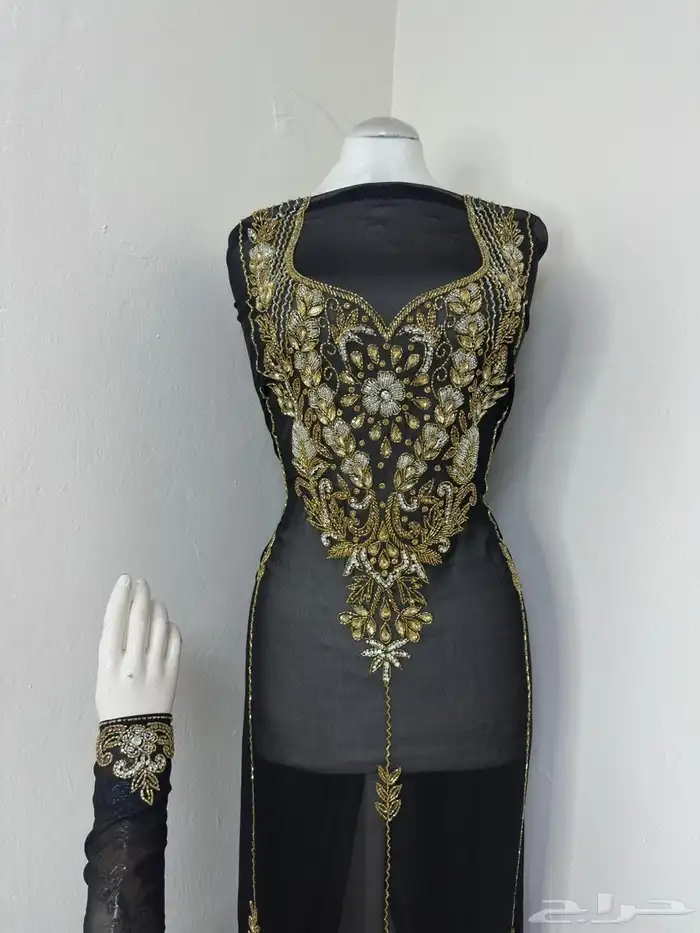 مخاوير. شيفون تطريز هندي شغل يدوي القطعة 3 متر ونصف 5