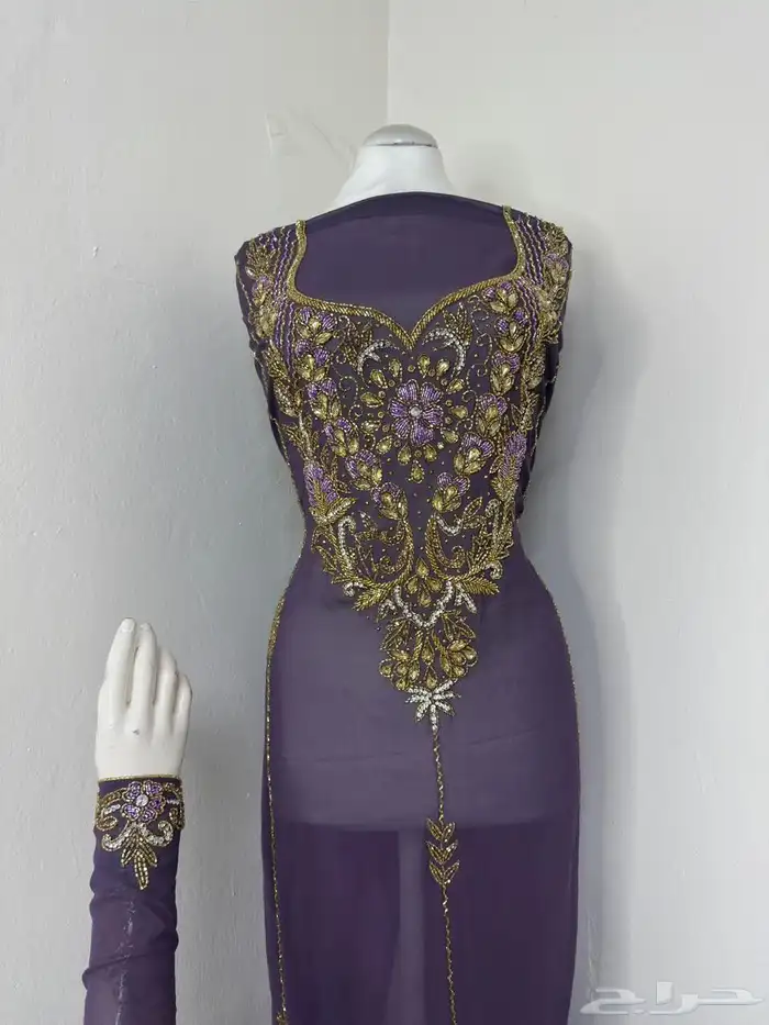 مخاوير. شيفون تطريز هندي شغل يدوي القطعة 3 متر ونصف 0