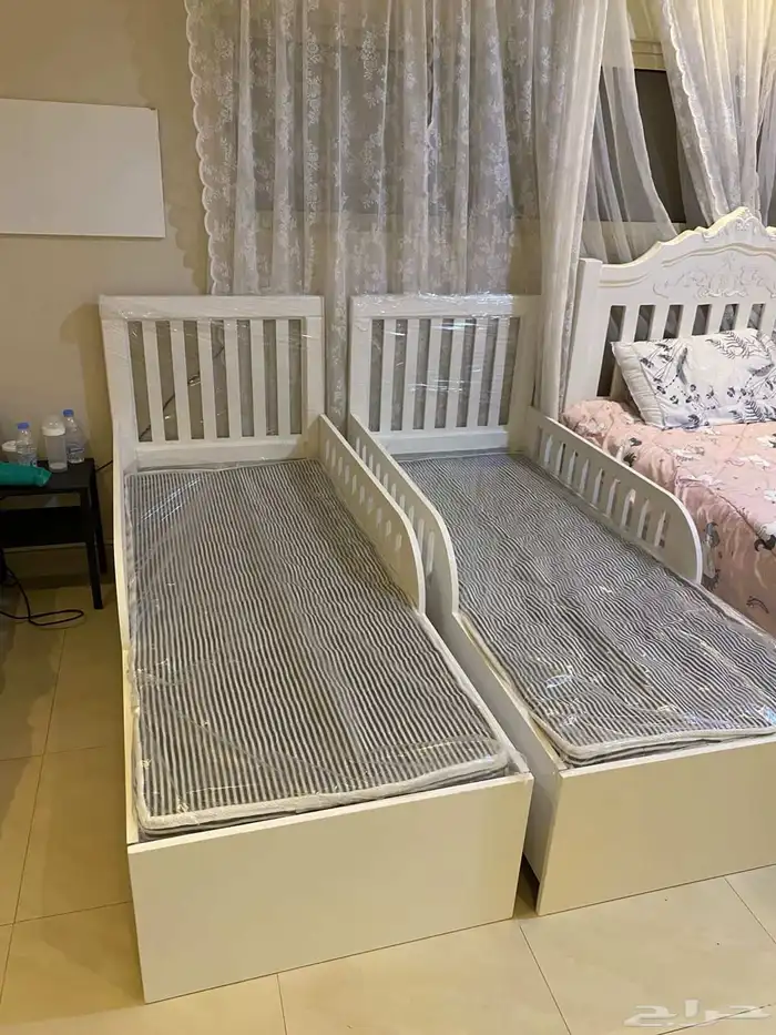 سرير خشب أطفال الون ابيض جديد 6