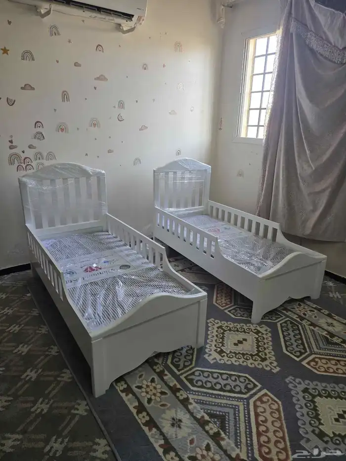 سرير خشب أطفال الون ابيض جديد 1