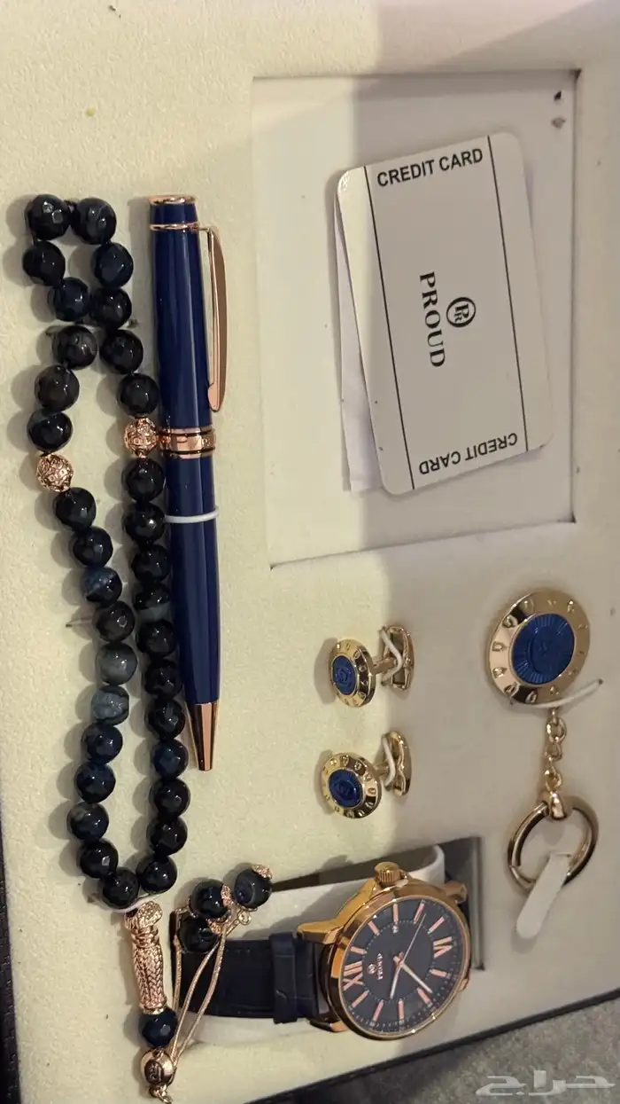 طقم ساعه وكبك وميداليه ومسبحه 0