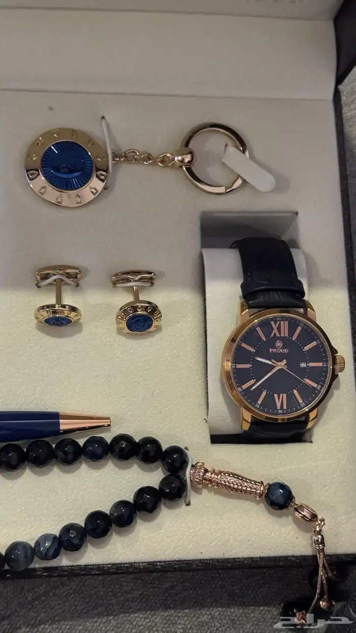 طقم ساعه وكبك وميداليه ومسبحه 2