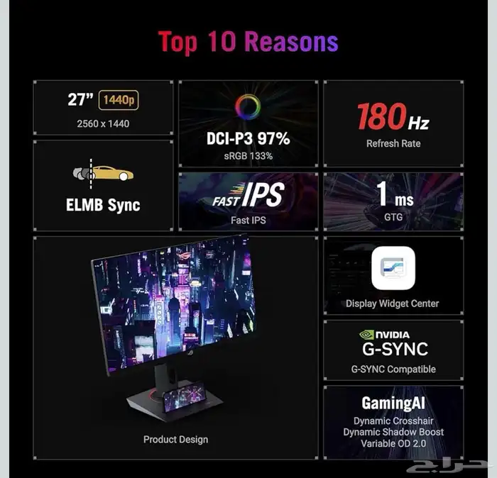 للبيع شاشه asus rog strix 27 1