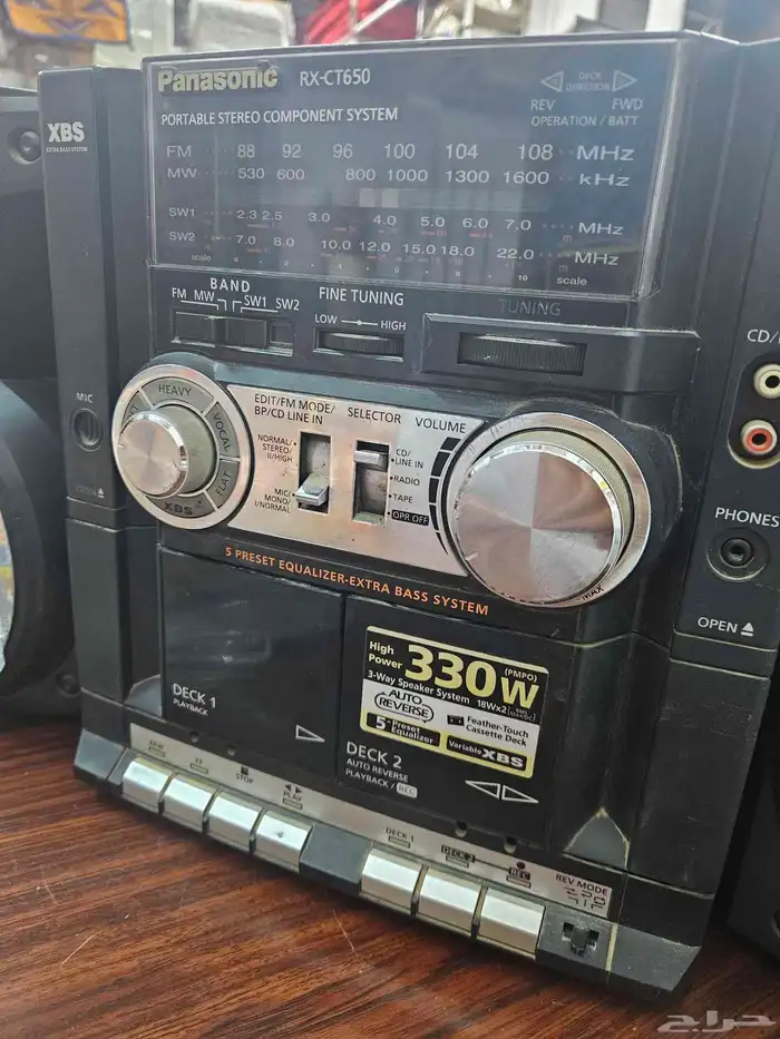 راديو مع مسجل باناسونيك شغال الراديو سماعات نظيفه 1