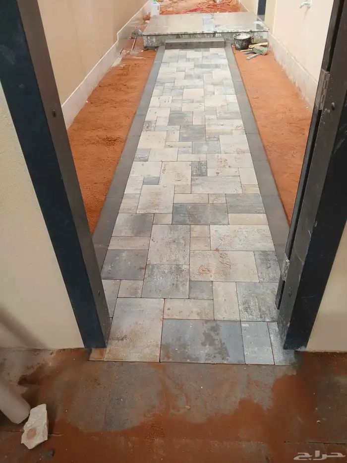 معلم انترلوك وبلدوره وحجر عشوائي وعمل احواض ذراعه لتواصل ابو 3