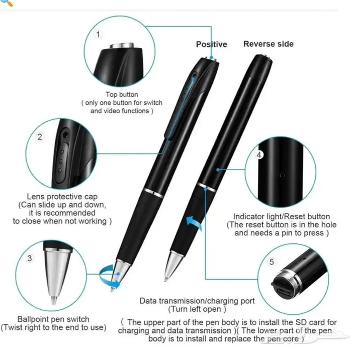 قلم بالكاميرة فيديو.صوت.بدقة HD1080p 5