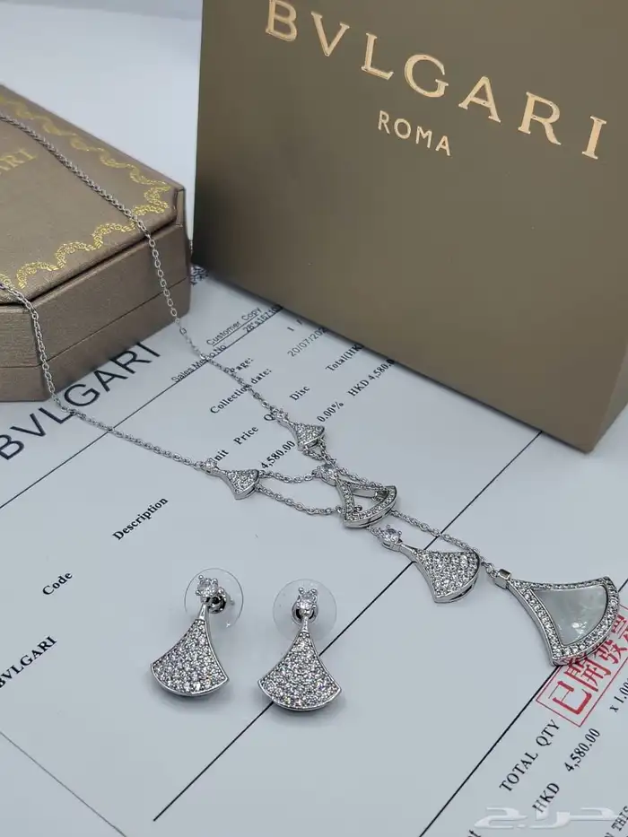 طقم اكسسوارات كل الماركات فضي راق تصميم فاخر ولمعة أنيقة 6