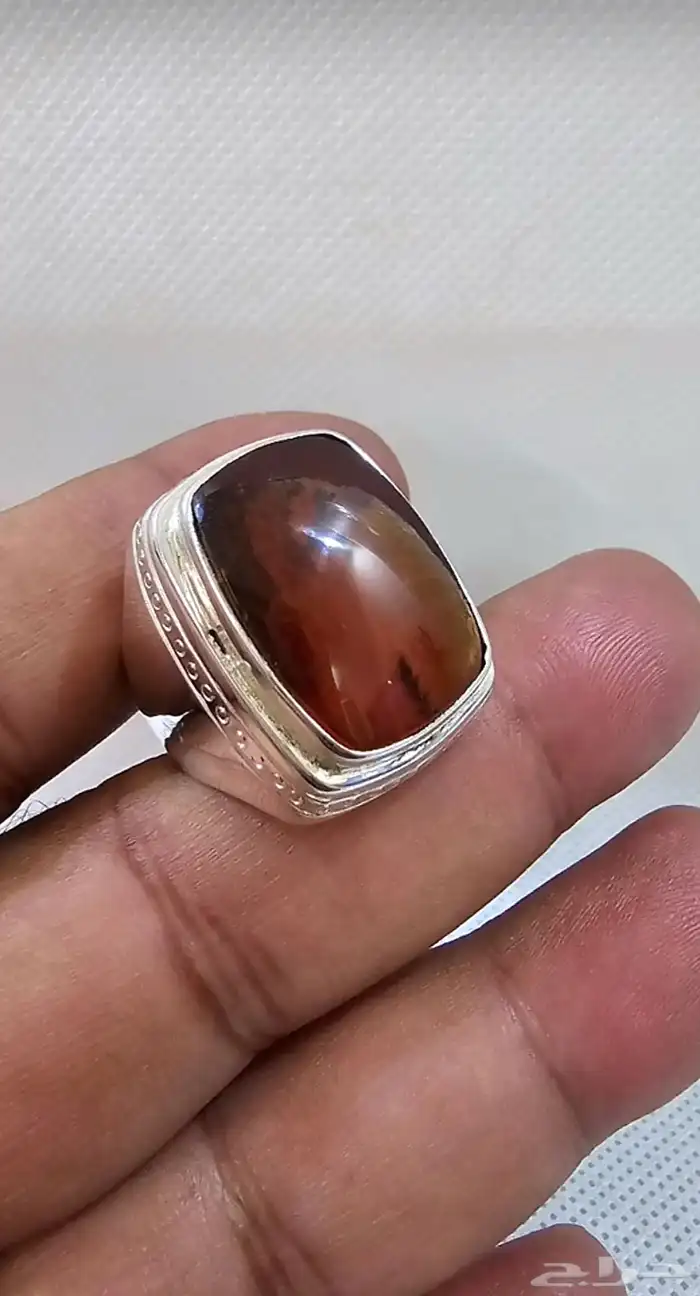 خاتم عقيق يمني مشجر 3