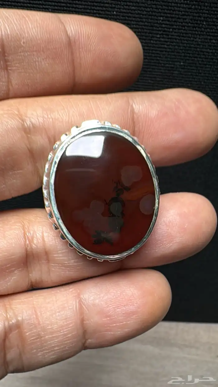 خاتم عقيق يماني كرزي شجري صياغة حمادة vip 28
