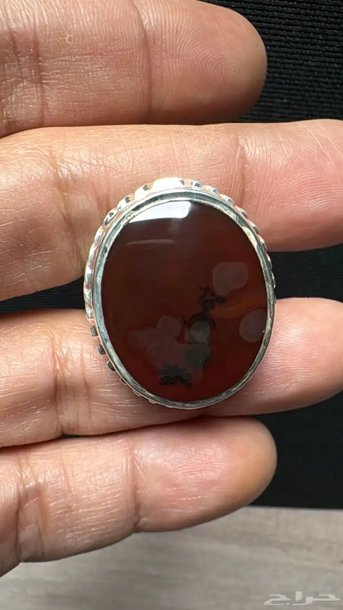 خاتم عقيق يماني كرزي شجري صياغة حمادة vip 23