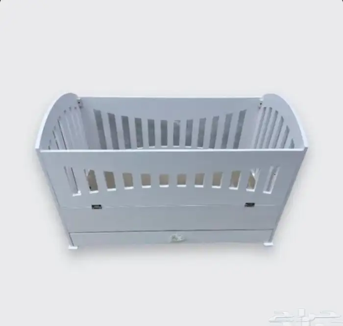 سرير خشب أطفال مواليد الون ابيض مقاس 60 120 سم جديد 3