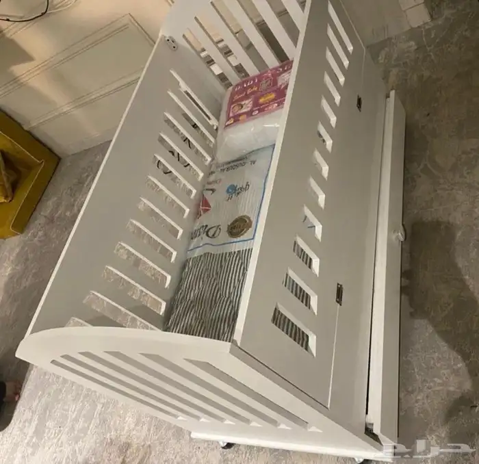 سرير خشب أطفال مواليد الون ابيض مقاس 60 120 سم جديد 6