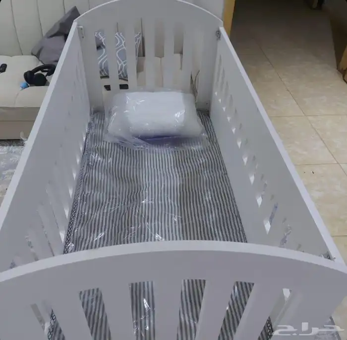 سرير خشب أطفال مواليد الون ابيض مقاس 60 120 سم جديد 7