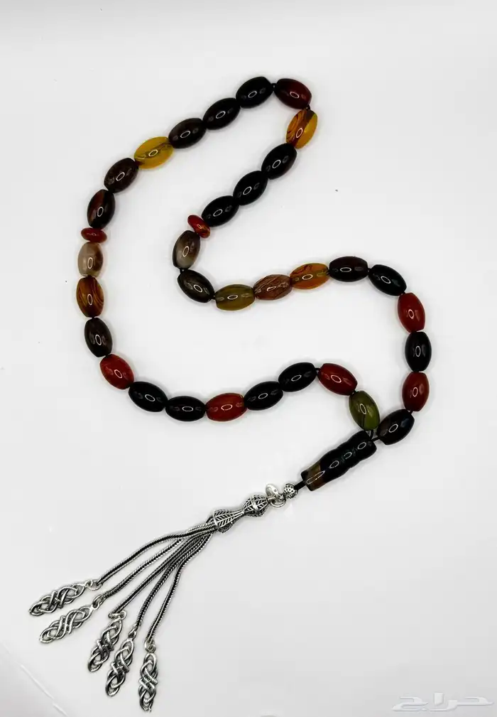 سبحة عقيق سليماني فضة 0