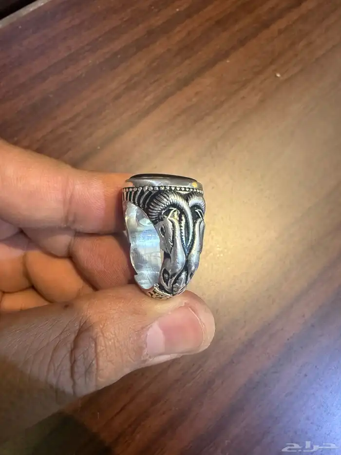 خاتم عقيق يمني .. شغل فضة نادر 1