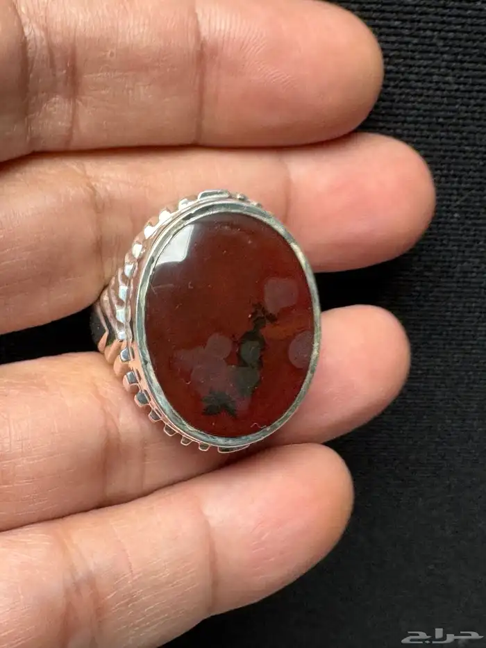 خاتم عقيق يماني كرزي شجري صياغة حمادة vip 19