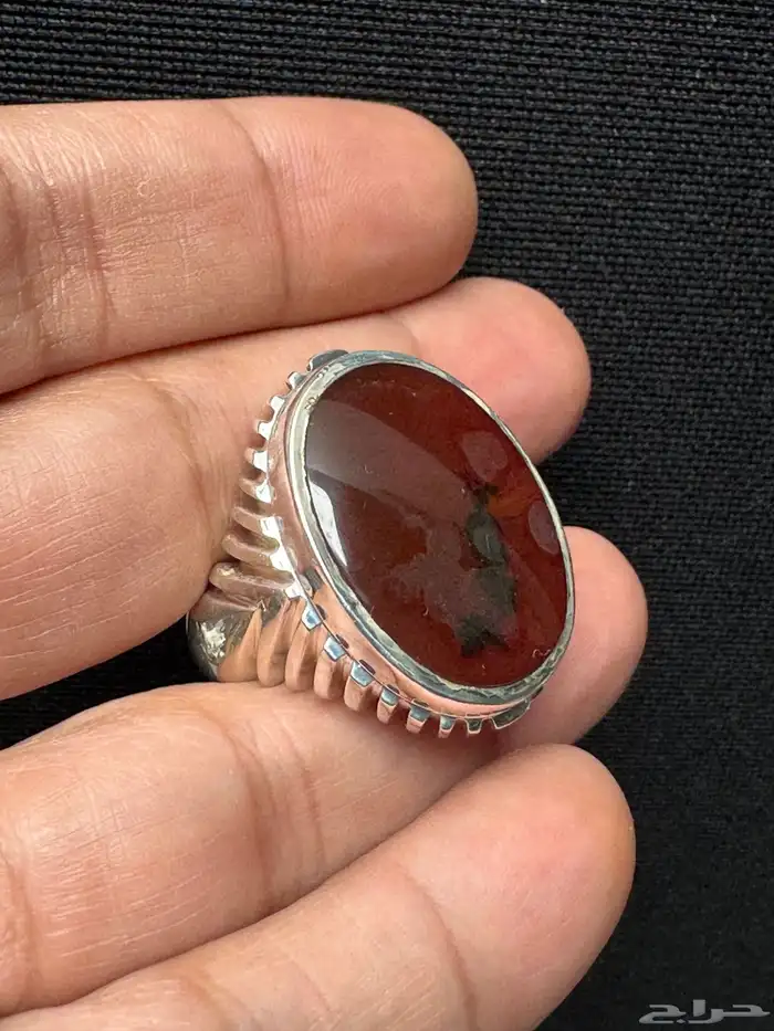 خاتم عقيق يماني كرزي شجري صياغة حمادة vip 2