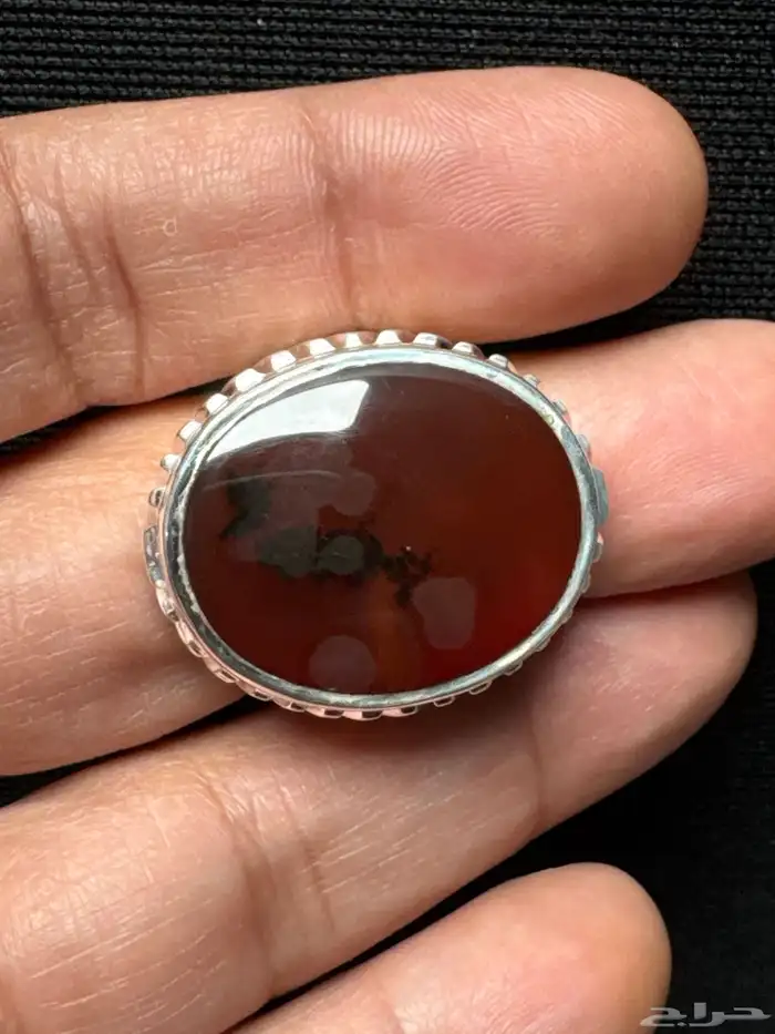 خاتم عقيق يماني كرزي شجري صياغة حمادة vip 7