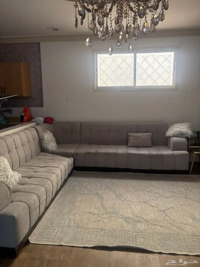 كنب قطعتين مع زاويه الصغيره تبع له مستعمل 0