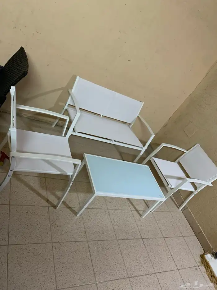 طقم كراسي خارجية حديد وخشب 6