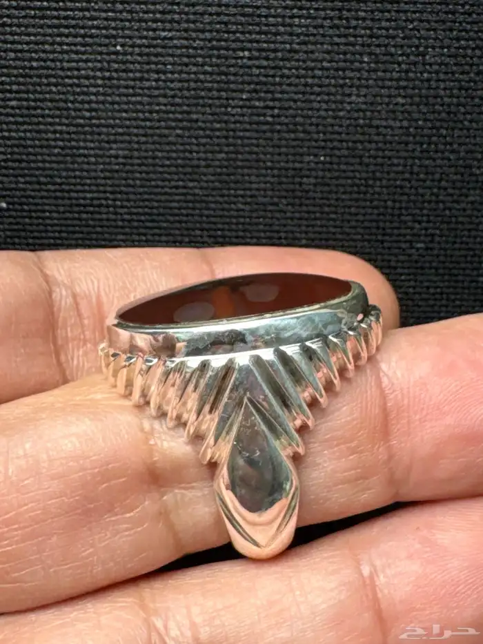 خاتم عقيق يماني كرزي شجري صياغة حمادة vip 20