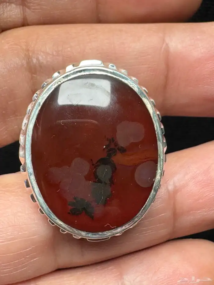 خاتم عقيق يماني كرزي شجري صياغة حمادة vip 1