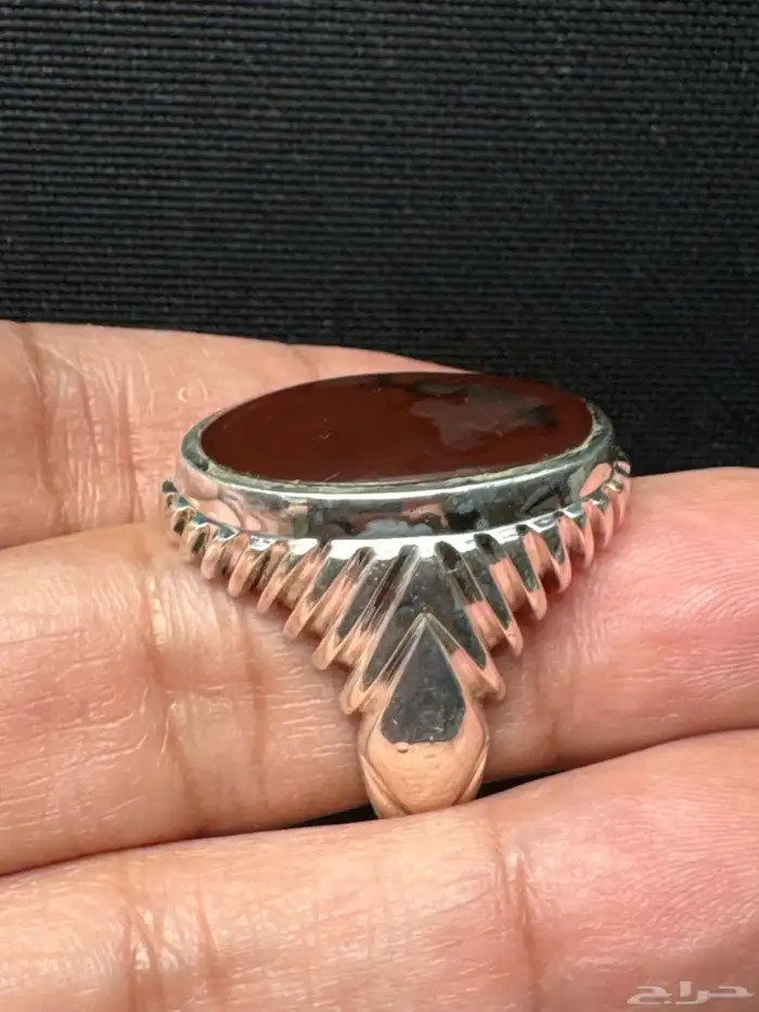 خاتم عقيق يماني كرزي شجري صياغة حمادة vip 34