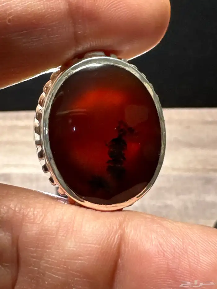 خاتم عقيق يماني كرزي شجري صياغة حمادة vip 21
