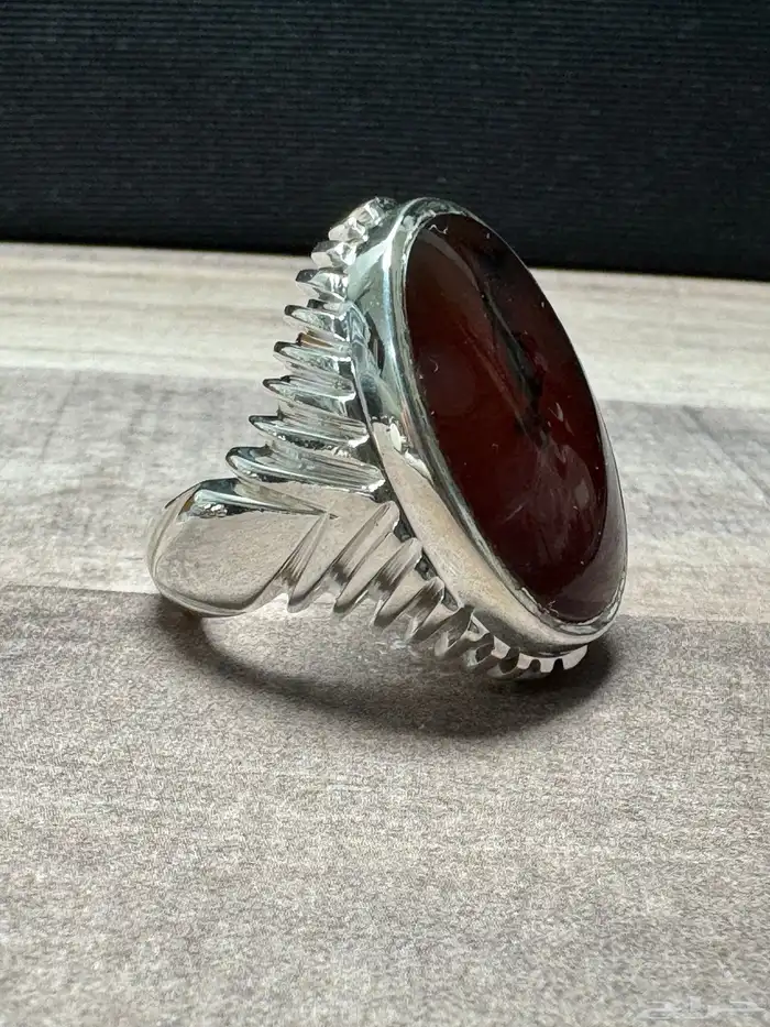 خاتم عقيق يماني كرزي شجري صياغة حمادة vip 0