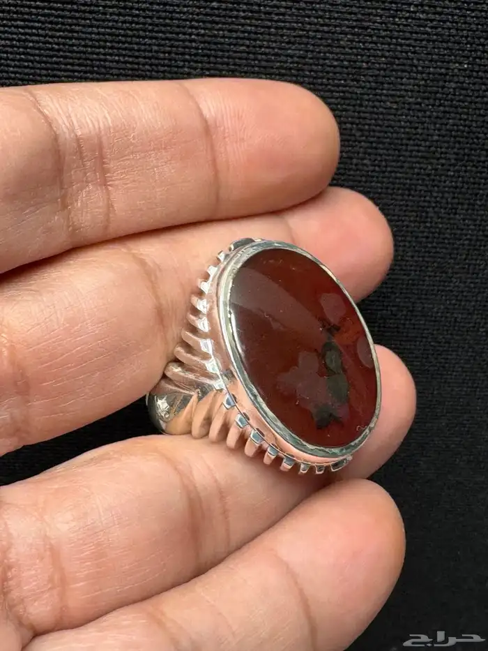 خاتم عقيق يماني كرزي شجري صياغة حمادة vip 17