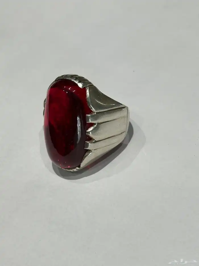 للبيع   خاتم فضة أصلي مع حجر ياقوت أناري فاخر خاتم 1