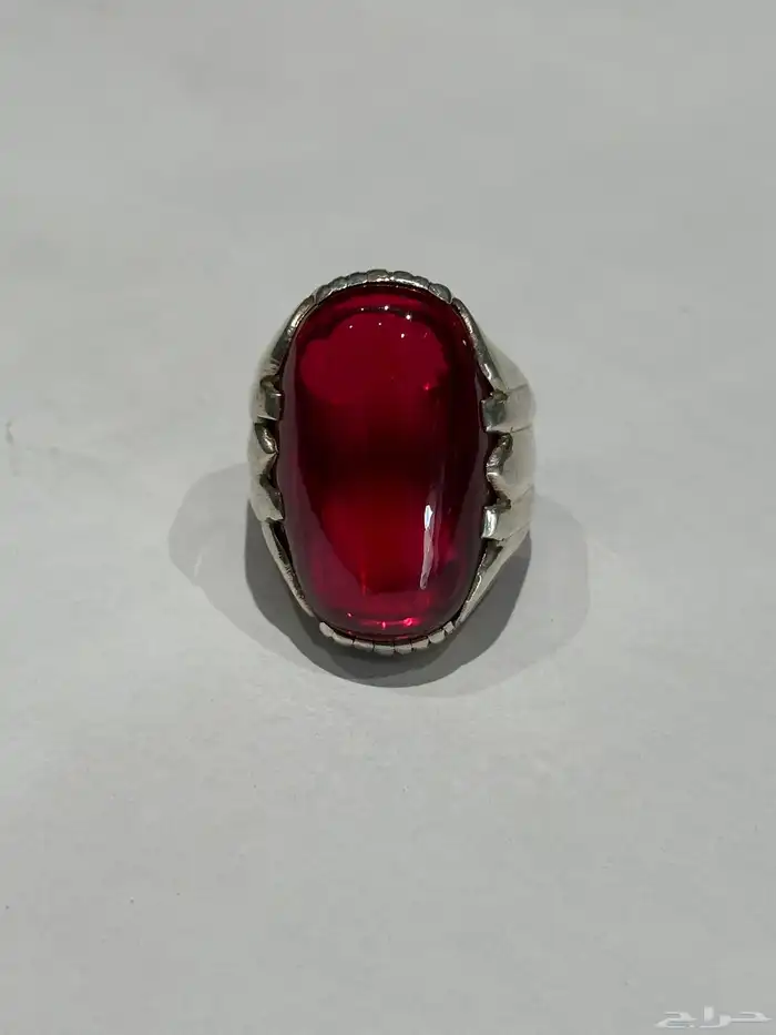 للبيع   خاتم فضة أصلي مع حجر ياقوت أناري فاخر خاتم 0