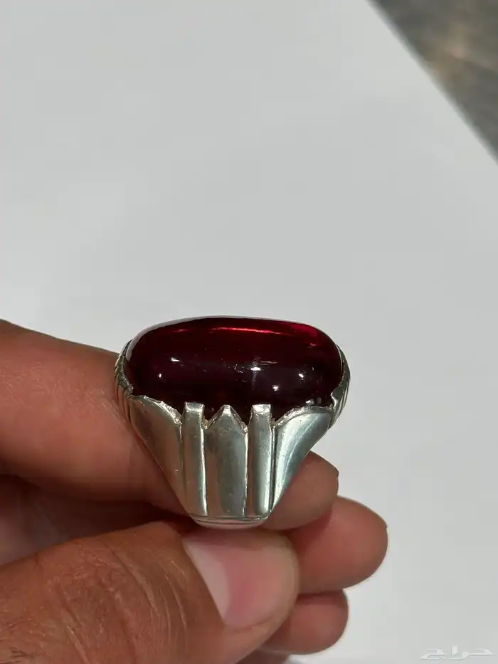 للبيع   خاتم فضة أصلي مع حجر ياقوت أناري فاخر خاتم 2