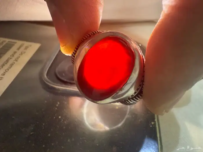 خاتم عقيق يمني .. شغل فضة نادر 7