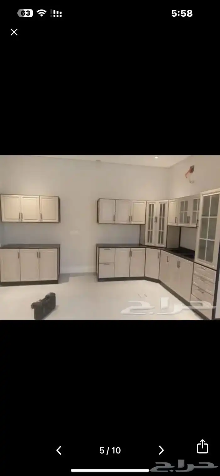 مطابخ جديده جاهزه 5 متر و60 س حرف ال صاج كل الالوان وكل 9