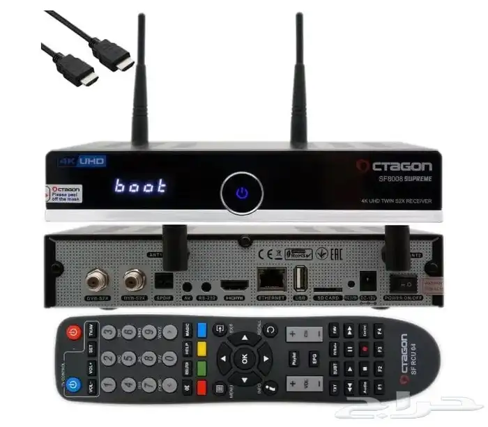 رسيفر اكتاجون 0808 تيونر 2 حقيقي 4 k جدا نظيف اغراضه كامله 1