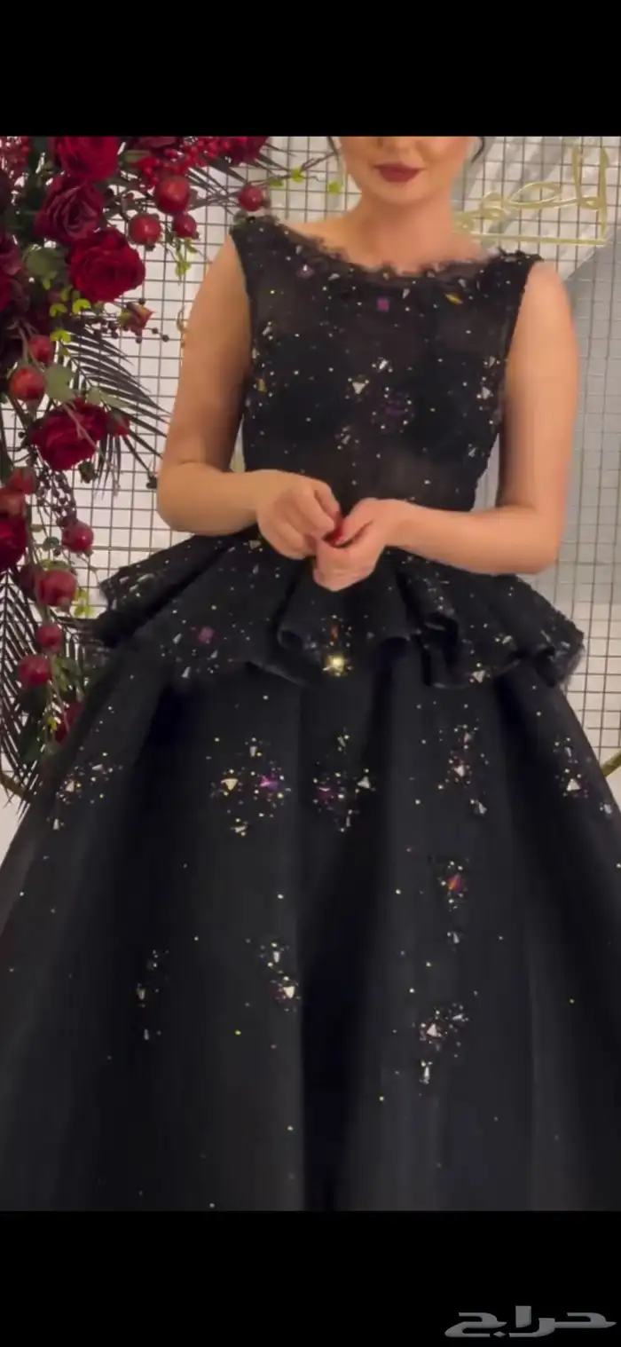 فستان سهره اسود مطرز مقاس m 2