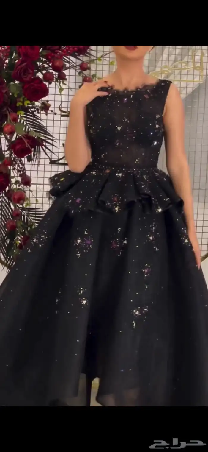 فستان سهره اسود مطرز مقاس m 3