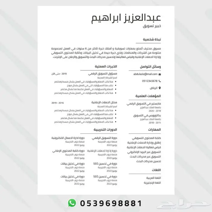 سيرة ذاتية احترافية CV - ATS 4
