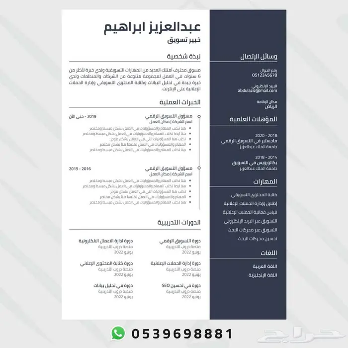 سيرة ذاتية احترافية CV - ATS 3