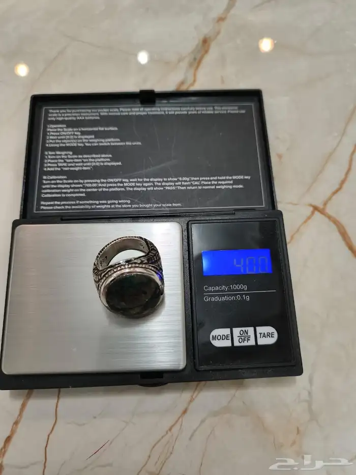 خاتم فضة عقيق يماني طحلبي صياغة عارف 9