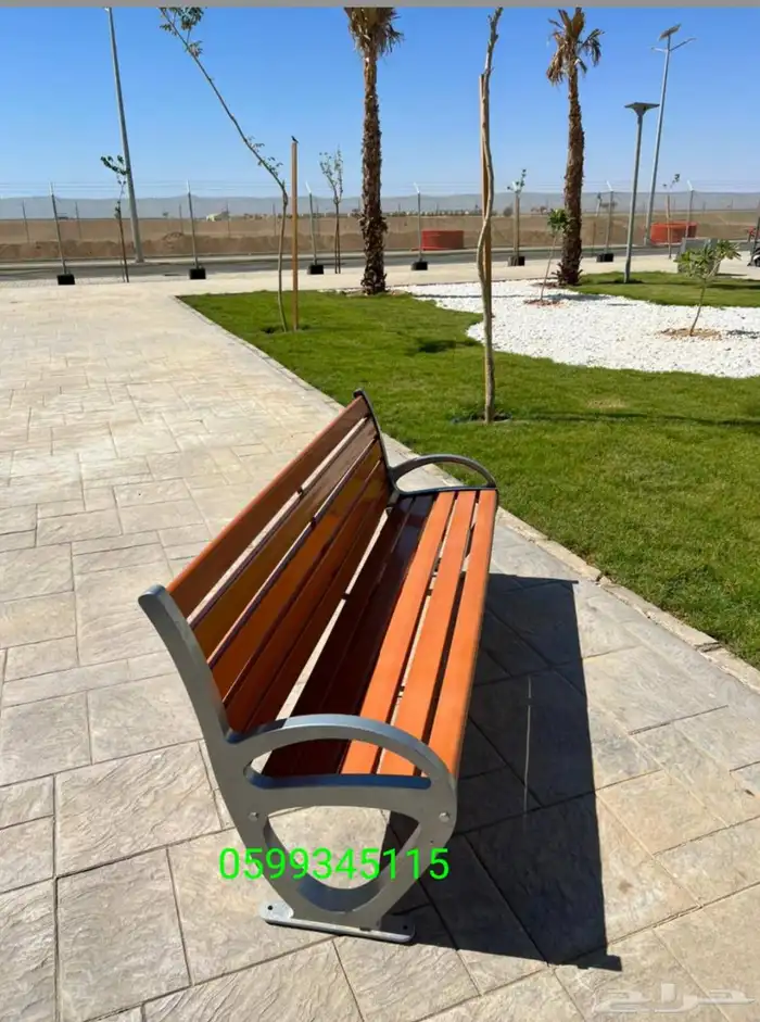 كرسي حديقة خشبي بهيكل من الحديد لعمر فني أطول 11