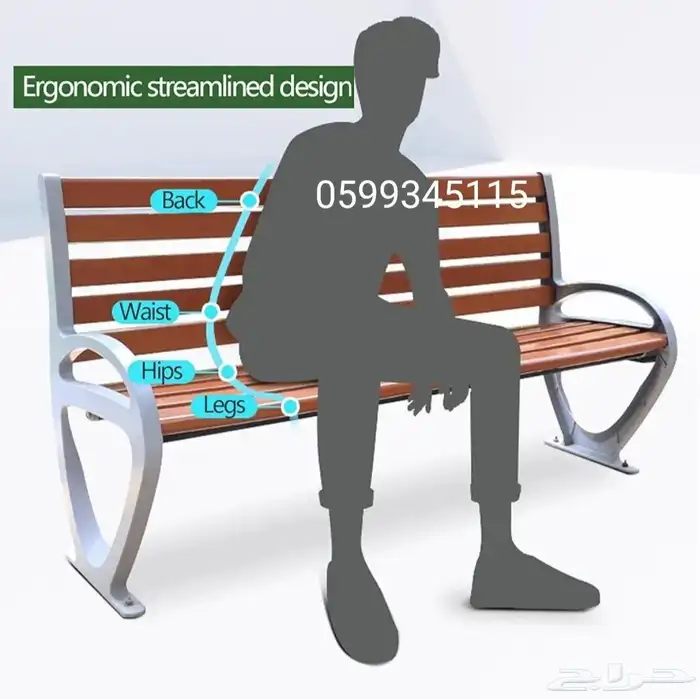 كرسي حديقة خشبي بهيكل من الحديد لعمر فني أطول 19